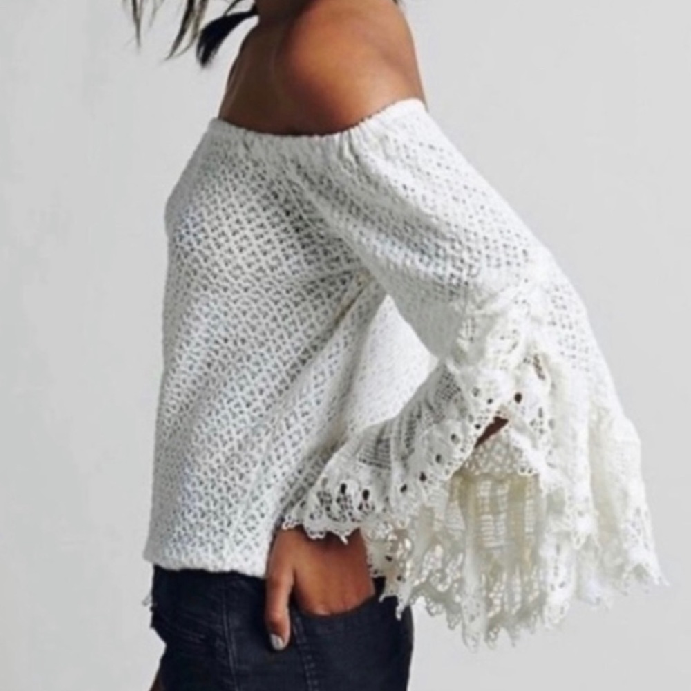 Enchanting Jen’s Pirate Booty for Free People Crochet White Top NWT - Picture 4 of 16